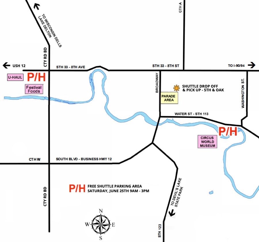 Parade Park & Ride Map